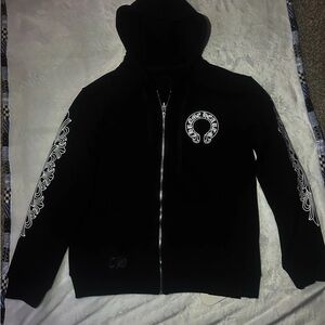 Chrome Hearts Horseshoe Floral Black Zipup